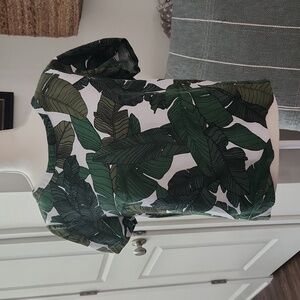 Ann Taylor Factory Tropical Leaf Print Blouse